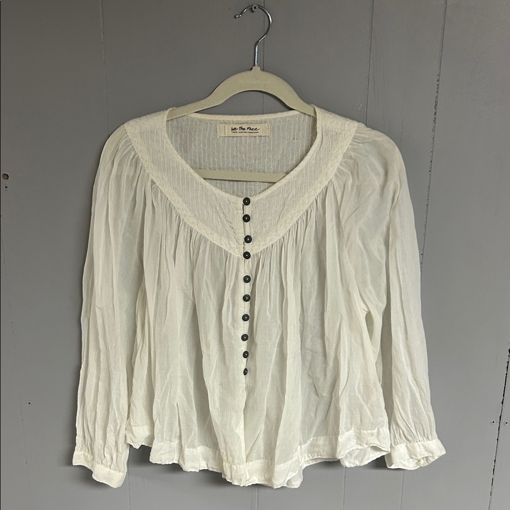 We The Free Cream Button-Up Blouse